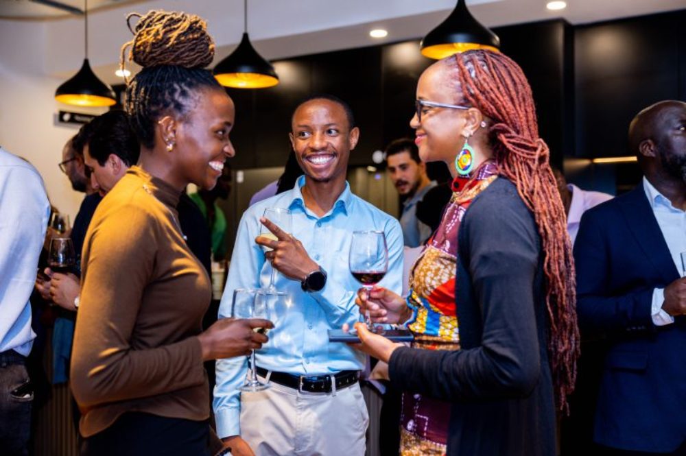 Guests talking at the April networking evening